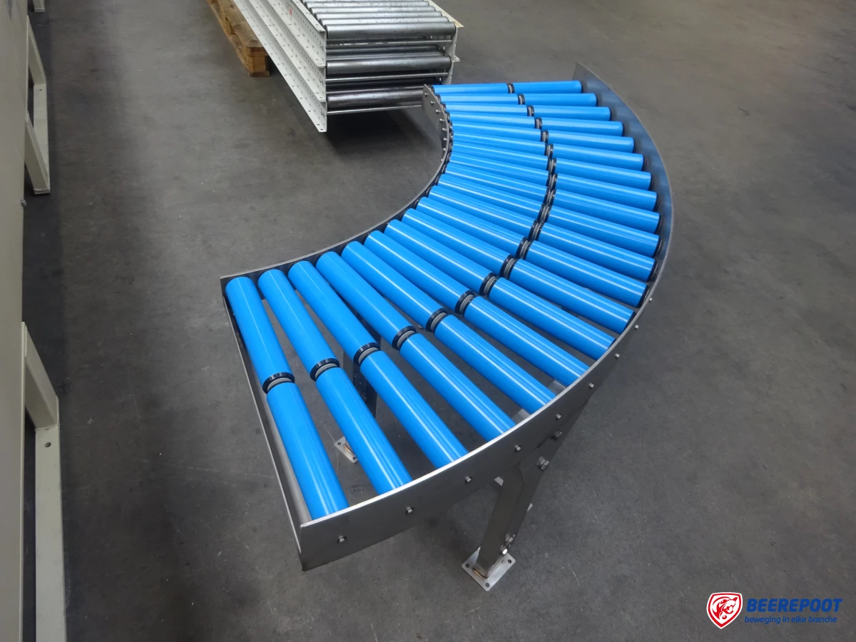 Rollenbaanbochten, RVS, nieuw